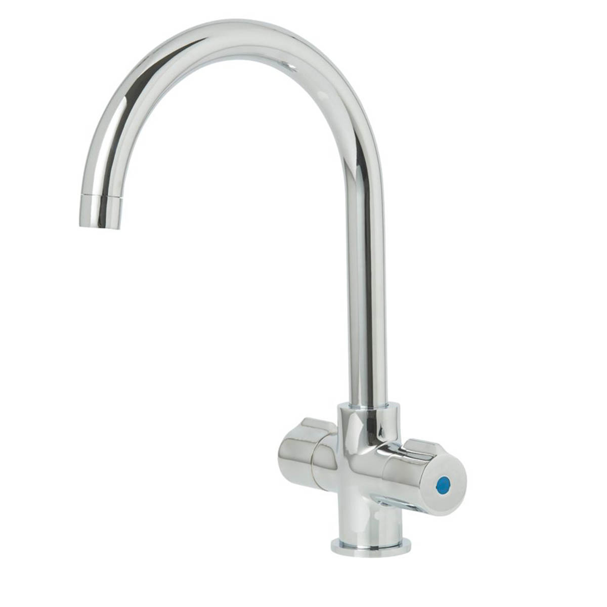 Kitchen Tap Mono Mixer Chrome Double Lever Swivel Spout Ceramic Disc Faucet - Image 1