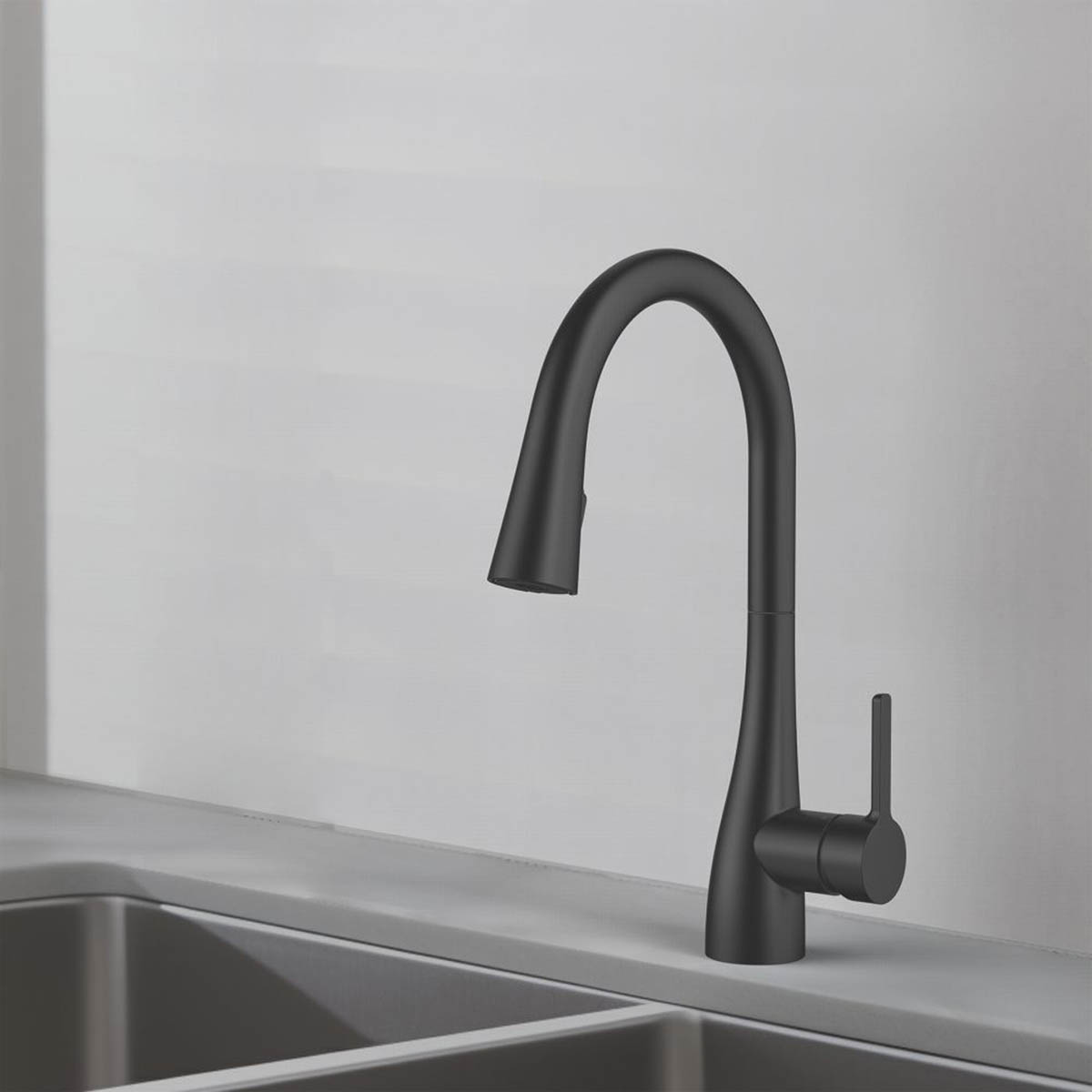 Swirl Kitchen Tap Mono Mixer Black Pull Out Single Lever Modern Faucet - Image 2