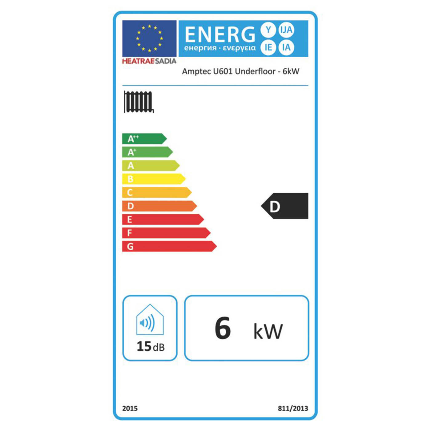 Heatrae Sadia Electric Flow Boiler Amptec UF U601 Heat Only 6kW Compact 24400BTU - Image 3