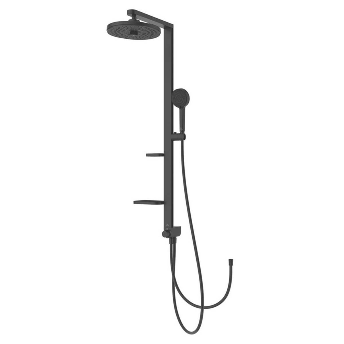Thermostatic Mixer Shower Exposed Silk Black 2 Spray Pattern Round Twin Head - Image 1