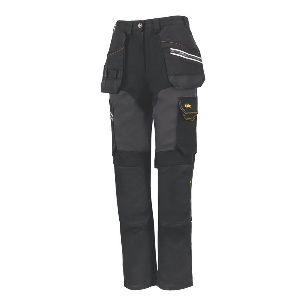 Site Work Trousers Womens Regular Fit Black Grey Multi Pockets Size 14 31"L - Image 1