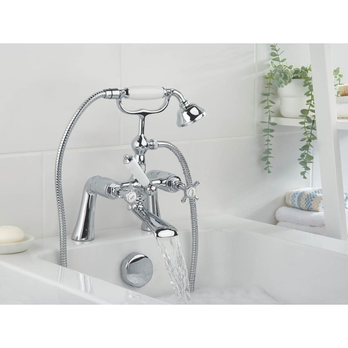 Bristan Shower Mixer Tap Dual Control Manual Brass Chrome Deck Mounted 345mm - Image 2