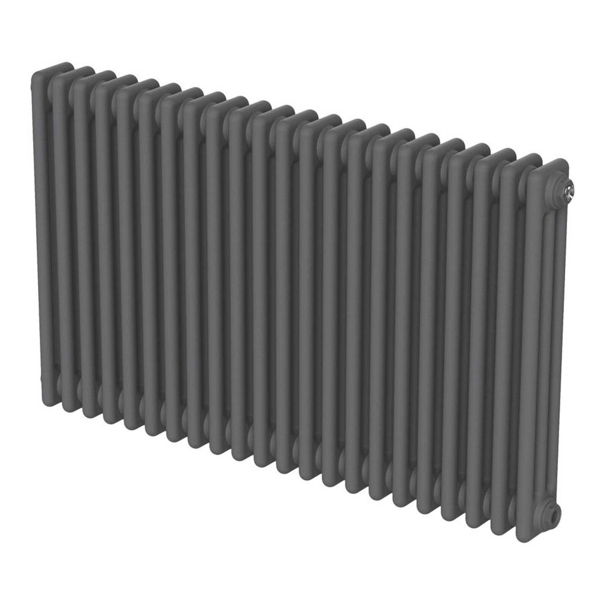 Flomasta 3 Column Radiator Anthracite Steel Horizontal 4366BTU H60xW101cm - Image 1