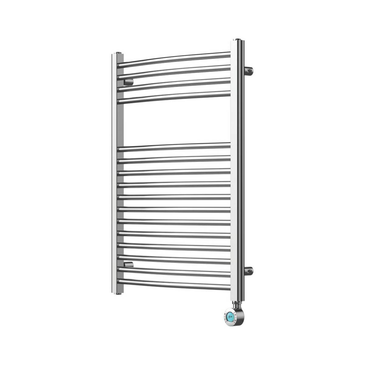 Flomasta Electric Towel Rail Radiator Chrome Curved Bathroom Warmer H80xW60cm - Image 1