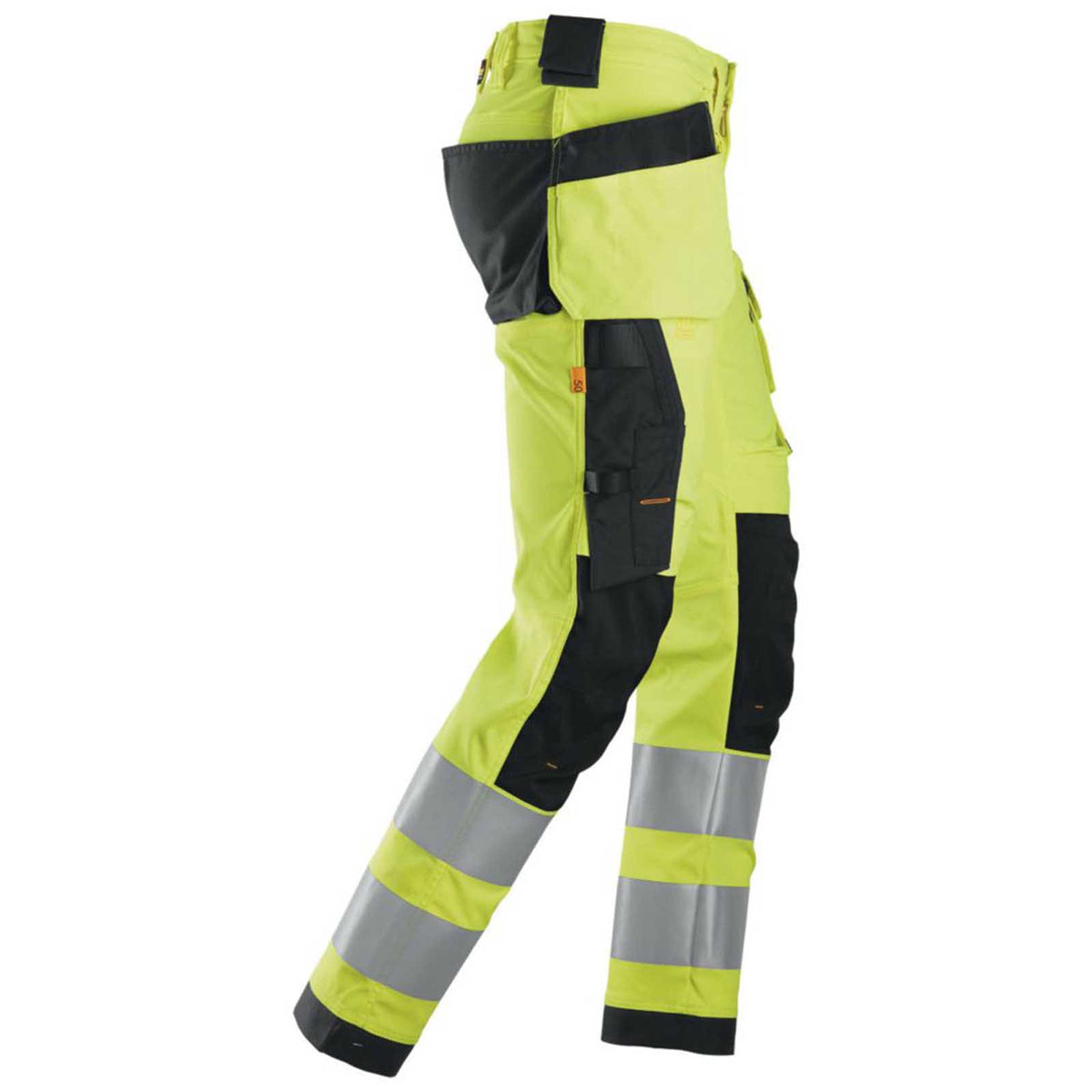 Snickers Hi-Vis Work Trouser Mens Slim Fit Yellow Multi Pockets Cargo 38W 32L - Image 2