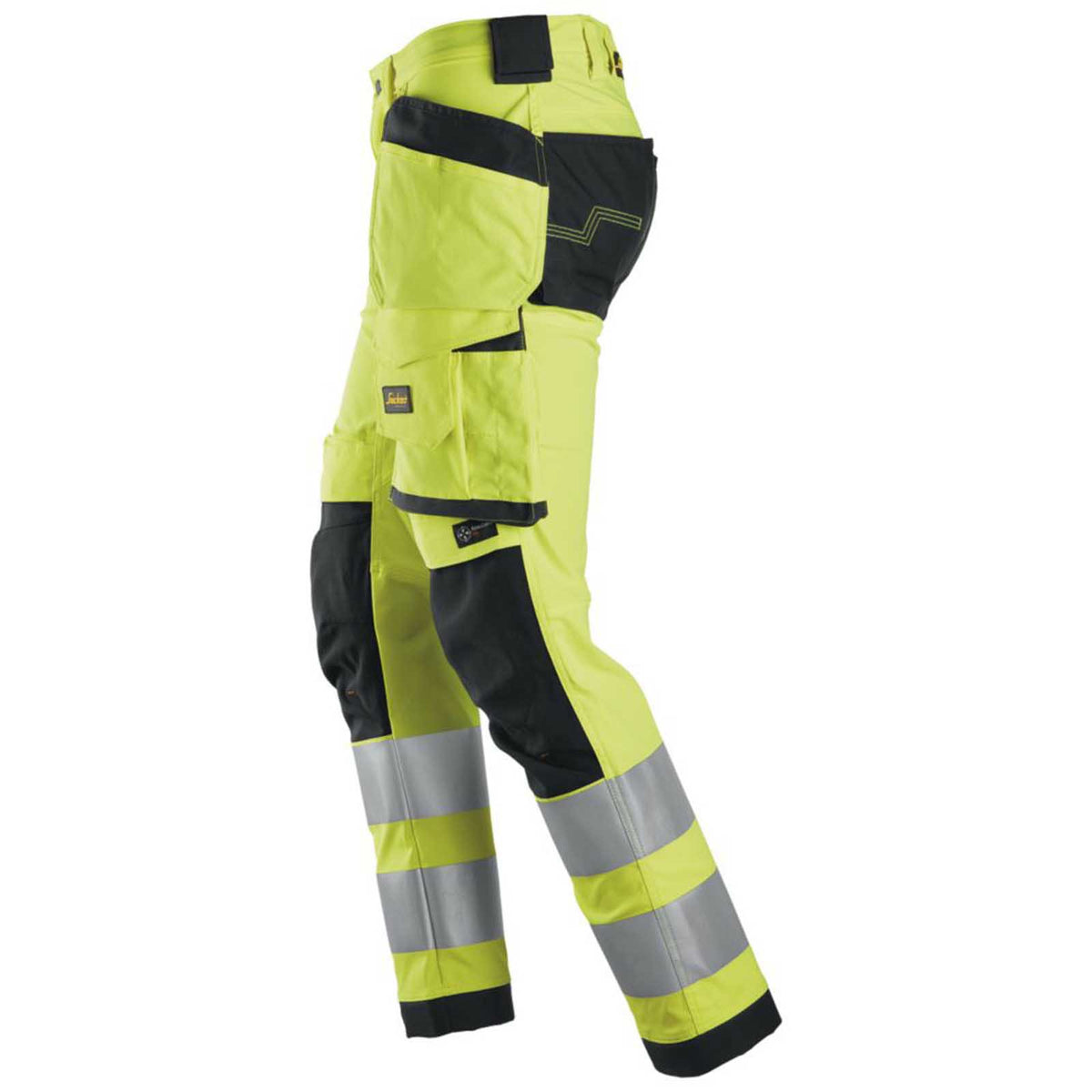 Snickers Hi-Vis Work Trouser Mens Slim Fit Yellow Multi Pockets Cargo 38W 32L - Image 3