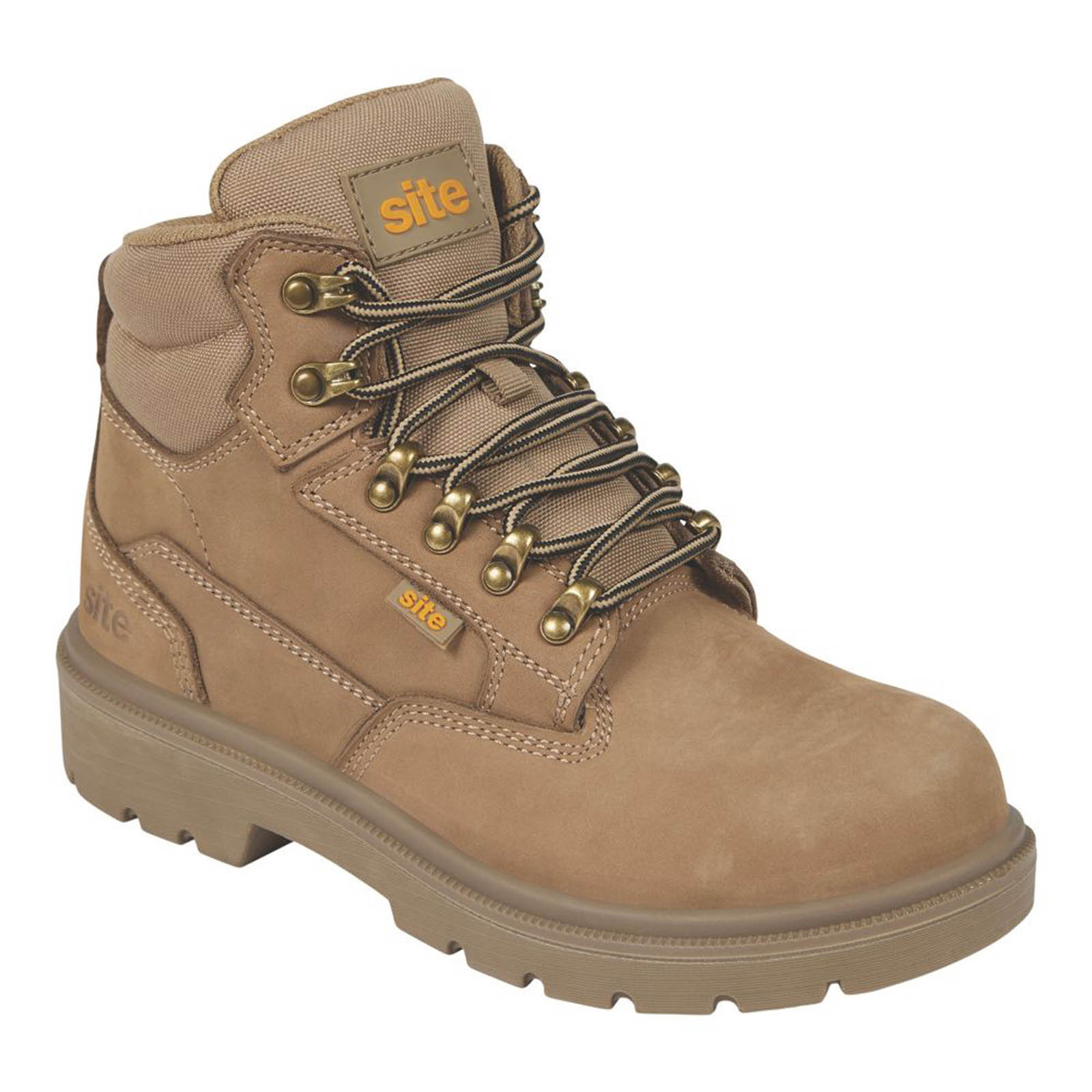Site Safety Boots Womens Wide Fit Brown Leather Work Shoes Steel Toe Size 4 - Image 1