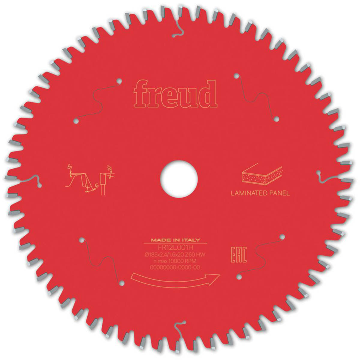 Freud Circular Saw Blade F03FS09801 Laminate Panel Durable 185mm x 20mm 60T - Image 1