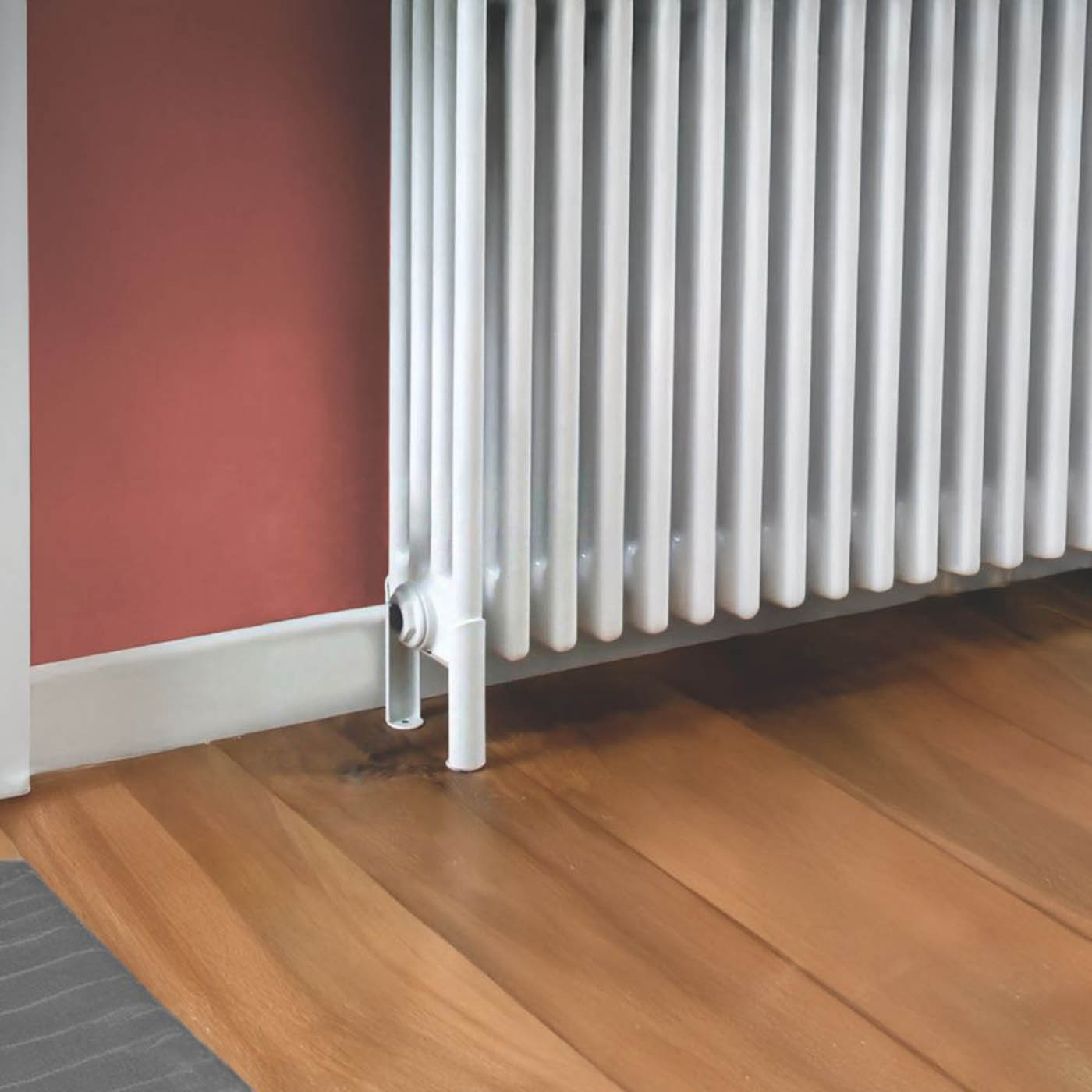 Reina 300mm White 3 Column Radiator Feet 2 Pack - Image 1