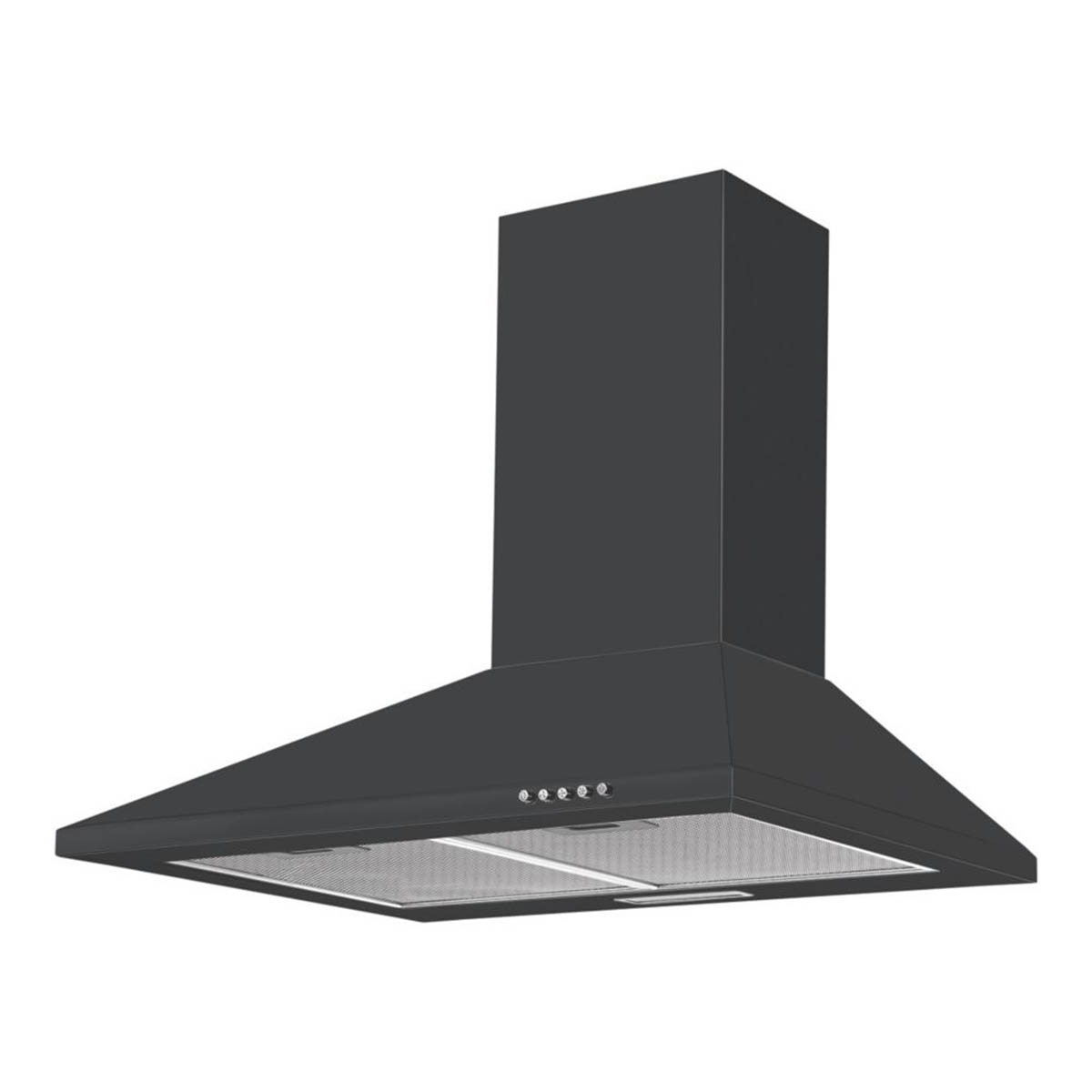 Kitchen Chimney Hood Extractor Black Adjustable Height Recirculate 3 Speed 598mm - Image 1