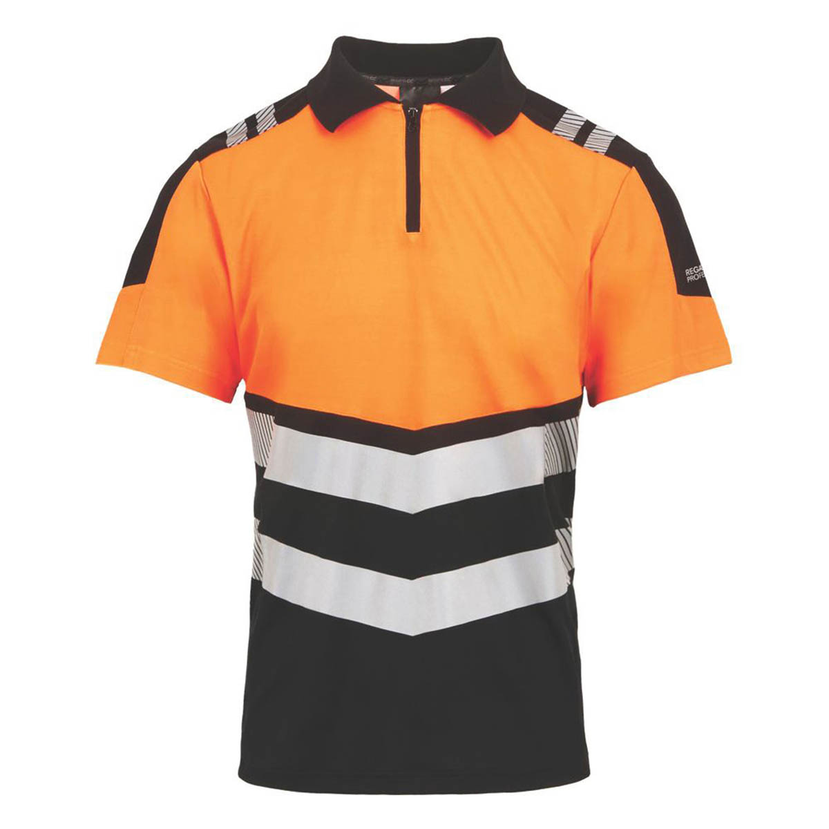 Regatta Hi-Vis Polo Shirt Mens Regular Black Orange Reflective Large 42" Chest - Image 1
