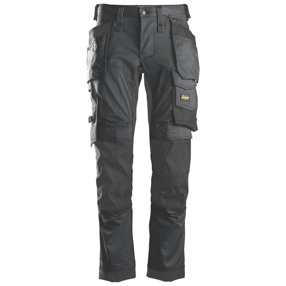 Snickers Work Trousers Mens Slim Fit Grey Black Stretch Multi Pockets 33"W 32"L - Image 1