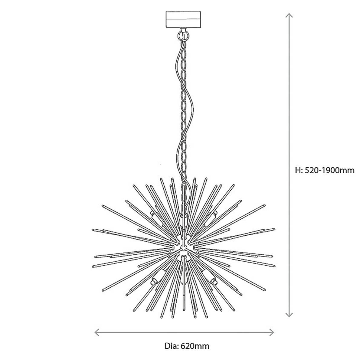 Quay Design LED Ceiling Light Warm White Layla Chrome Adjustable Drop Modern - Image 7