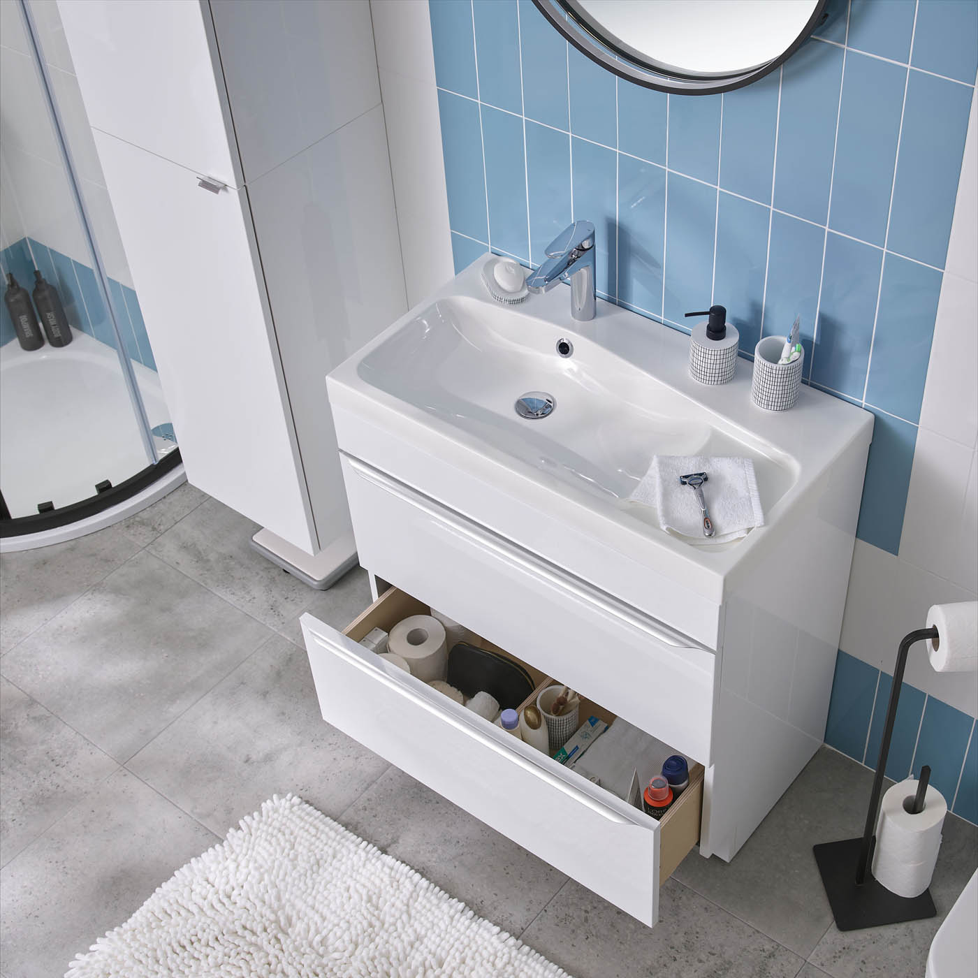 GoodHome Mila White Rectangular Counter top Basin (W)80cm - Image 3