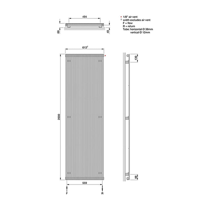 Vertical Radiator Steel White Contemporary Designer (H)200x(W)53.2cm - Image 4