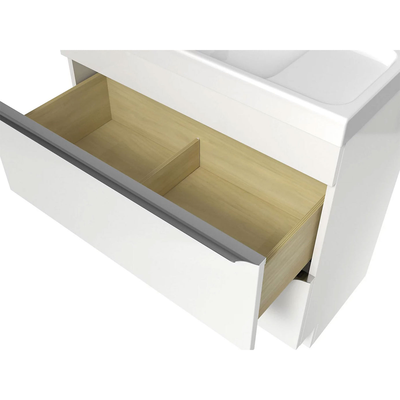 GoodHome Imandra Gloss White Wall-mounted Bathroom Vanity unit (H) 600mm (W) 800mm - Image 3