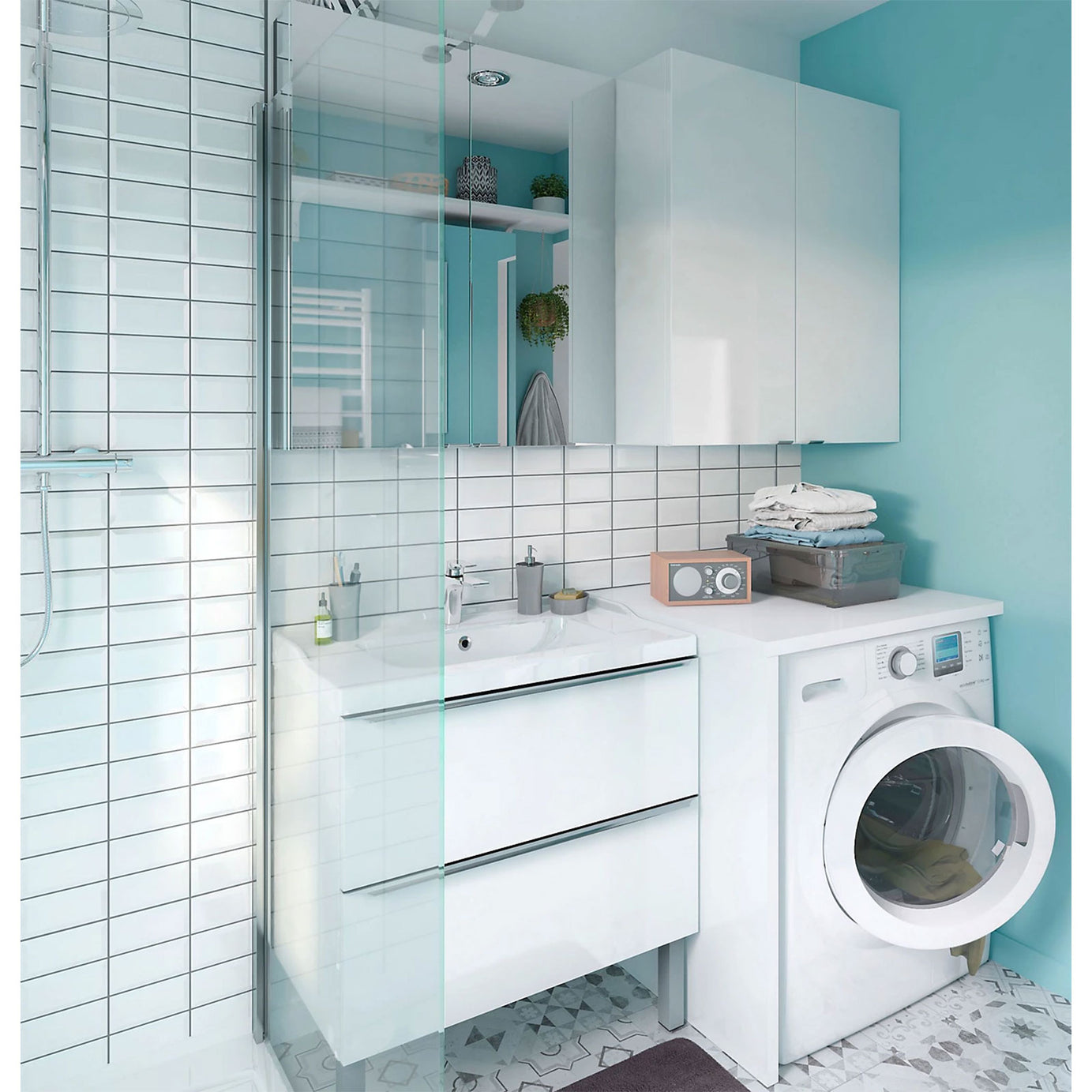GoodHome Imandra Gloss White Wall-mounted Bathroom Vanity unit (H) 600mm (W) 800mm - Image 5