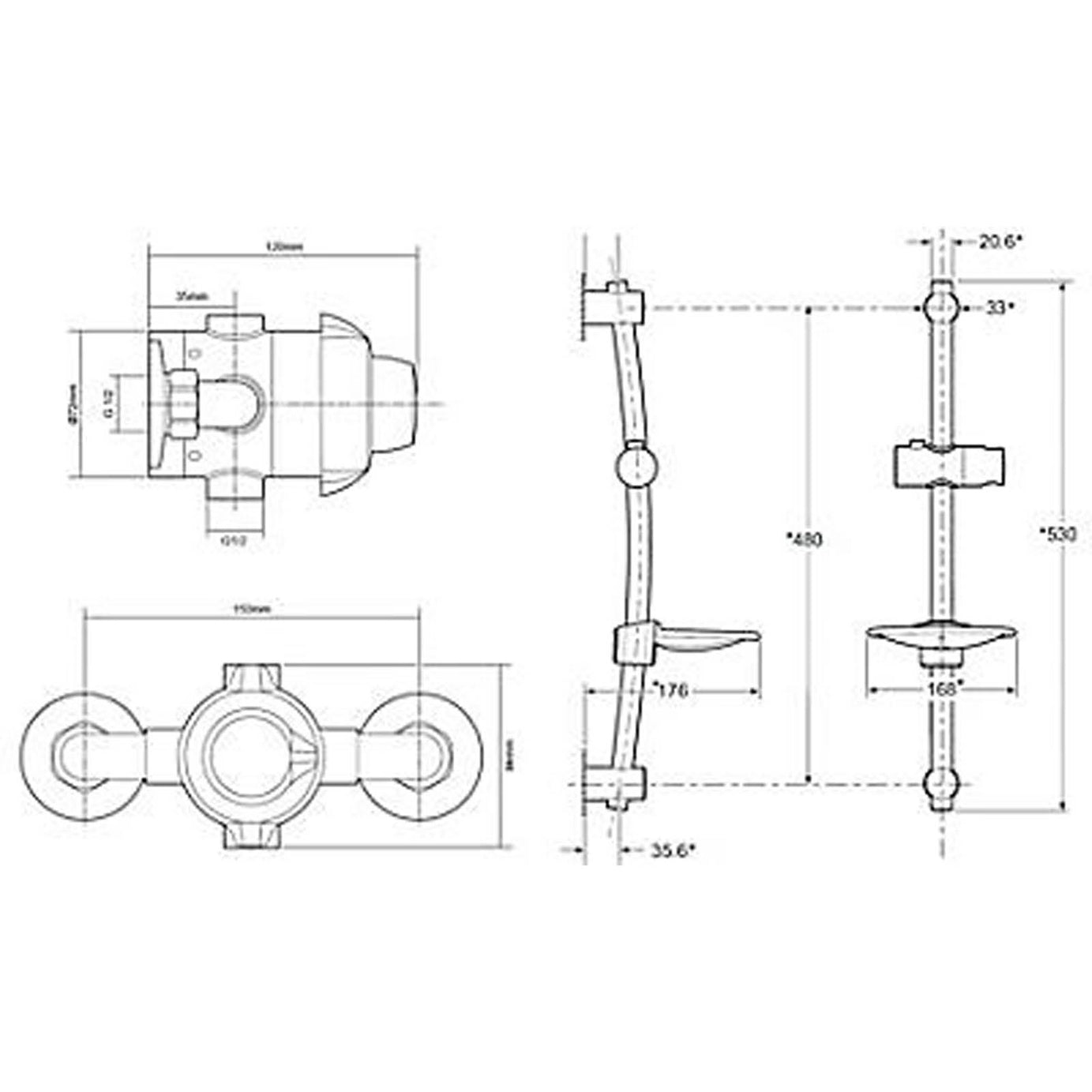 Triton Thermostatic Mixer Shower Chrome 5 Spray Pattern Round Head Bathroom - Image 3