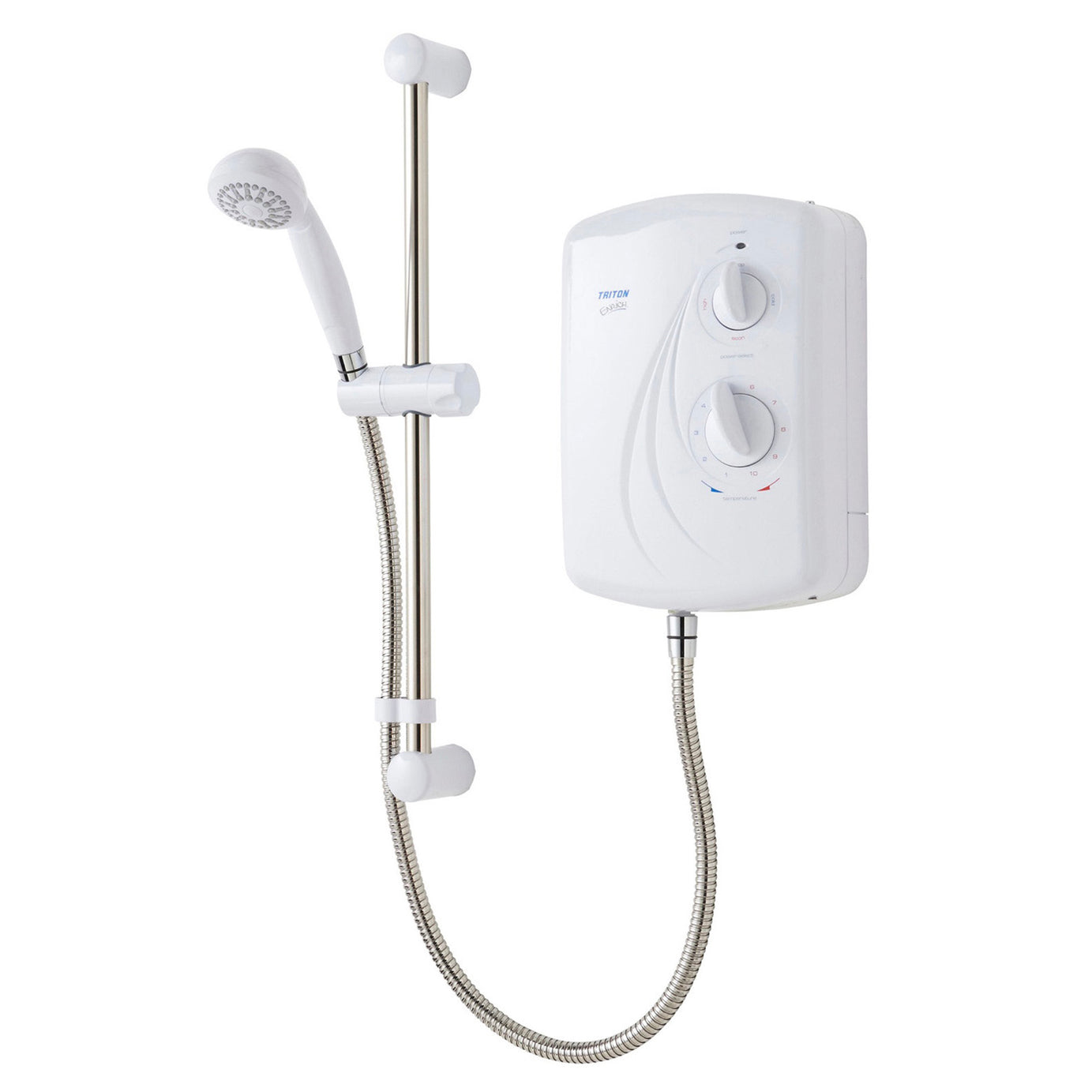 Triton Electric Shower Enrich SFXENR20WC White Stainless Steal Hose 10.5kW - Image 1