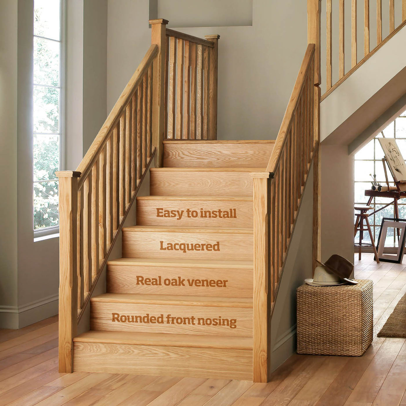 Stair Klad Oak veneer Tread & riser kit, (L)1m (W)300mm (T)13mm, Pack of 3 - Image 3