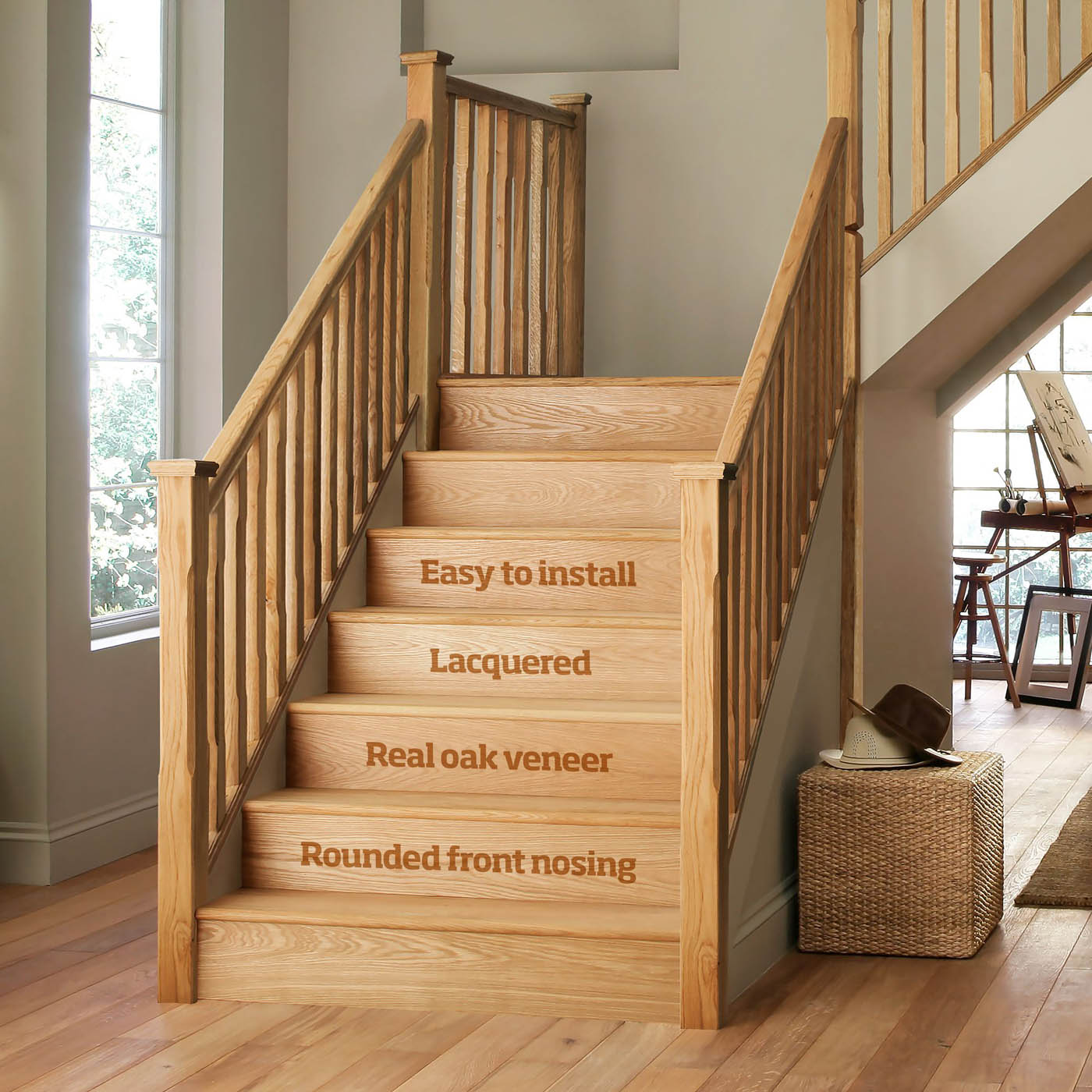 Stair Klad Oak veneer Tread & riser kit, (L)1m (W)300mm (T)13mm, Pack of 3 - Image 3