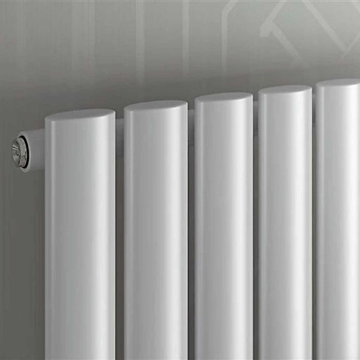 Designer Radiator White Horizontal Modern Oval Panel 2039BTU (W)1000 x (H)584mm - Image 2