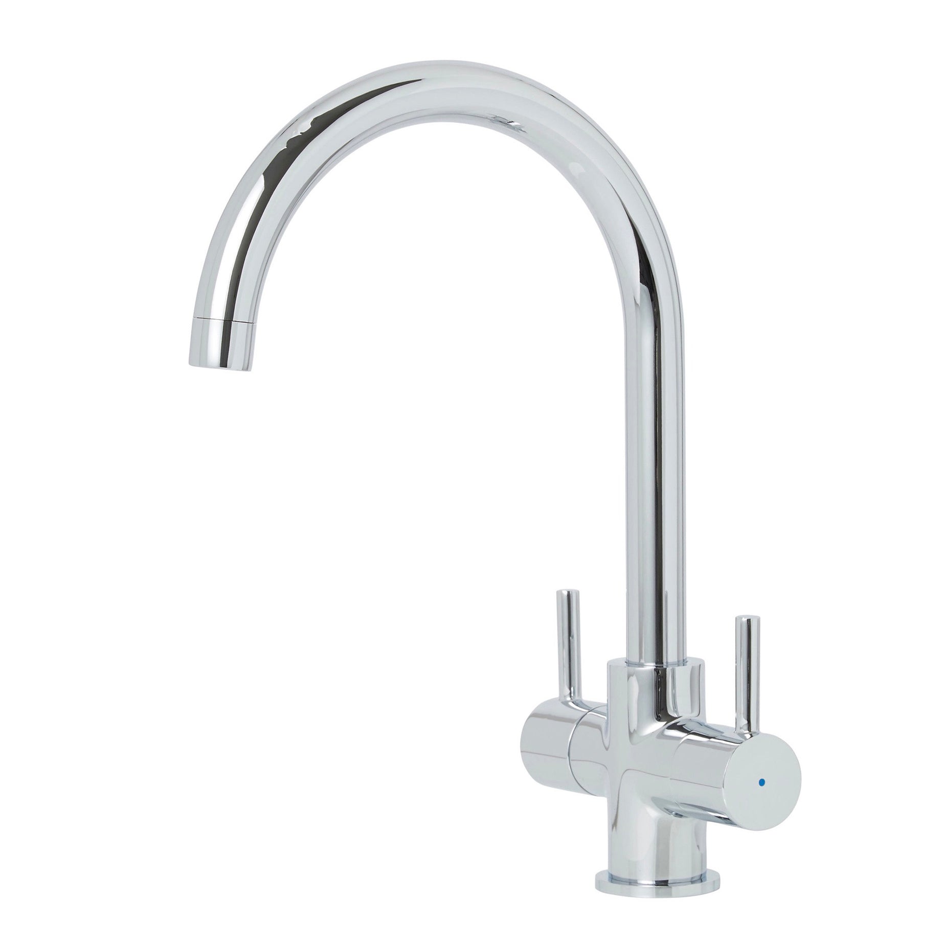 Kitchen Sink Tap Mixer Chrome Dual Lever Swivel Spout 1/4 Turn Modern Faucet - Image 1