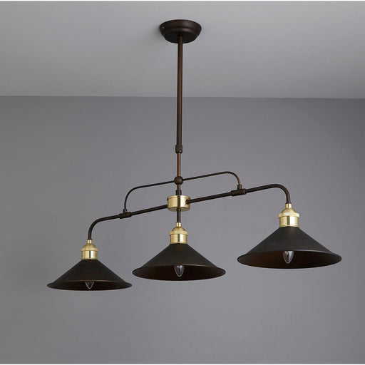 Industrial 3 Lamp Pendant Ceiling Light LED Bronze Effect Dimmable Living Areas - Image 1