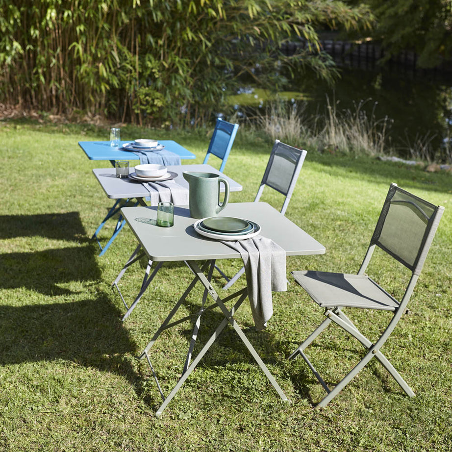 Garden Bistro Table Foldable Camping Square 2 Seater Anthracite Metal Outdoor - Image 2