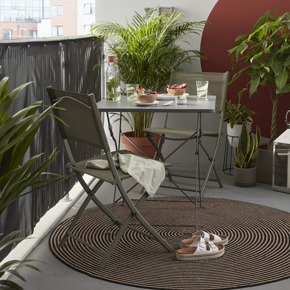 Garden Bistro Table Foldable Camping Square 2 Seater Anthracite Metal Outdoor - Image 3
