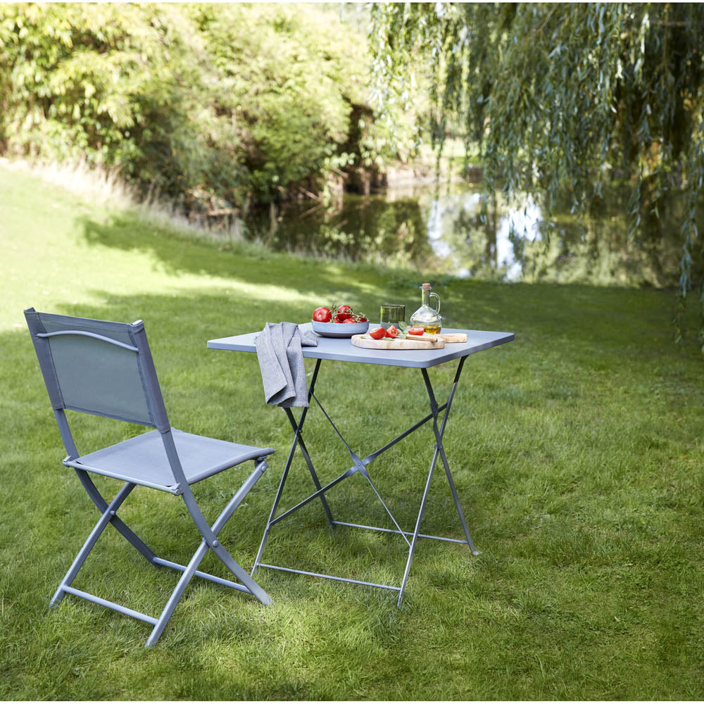 Garden Bistro Table Foldable Camping Square 2 Seater Anthracite Metal Outdoor - Image 4