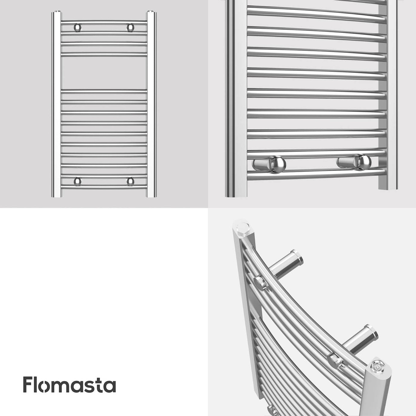 Flomasta Towel Rail Radiator Chrome Curved Bathroom Warmer Ladder (H)70x(W)40cm - Image 7