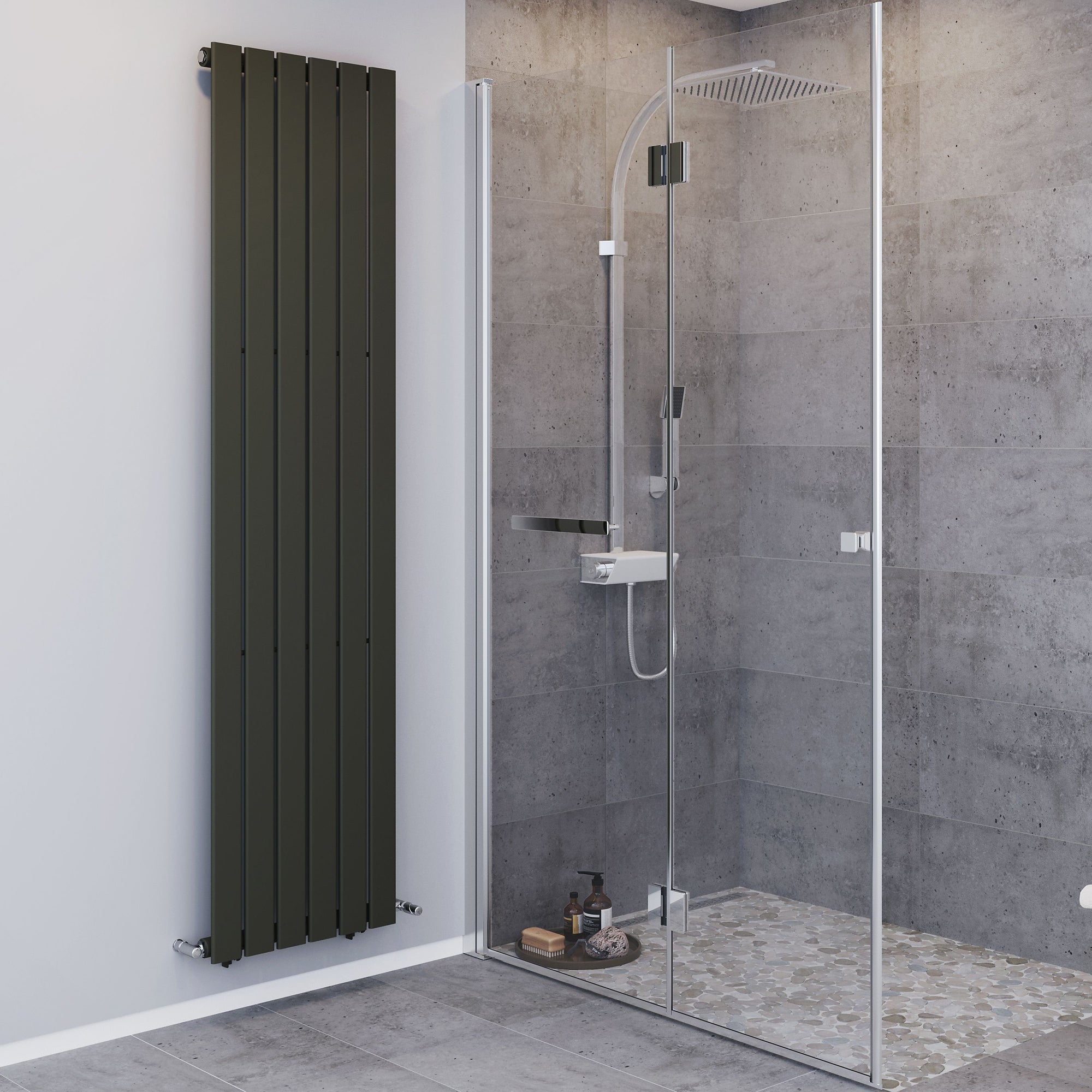Blyss Designer Radiator Anthracite Steel Vertical Modern Flat Panel 180x45.2cm - Image 2