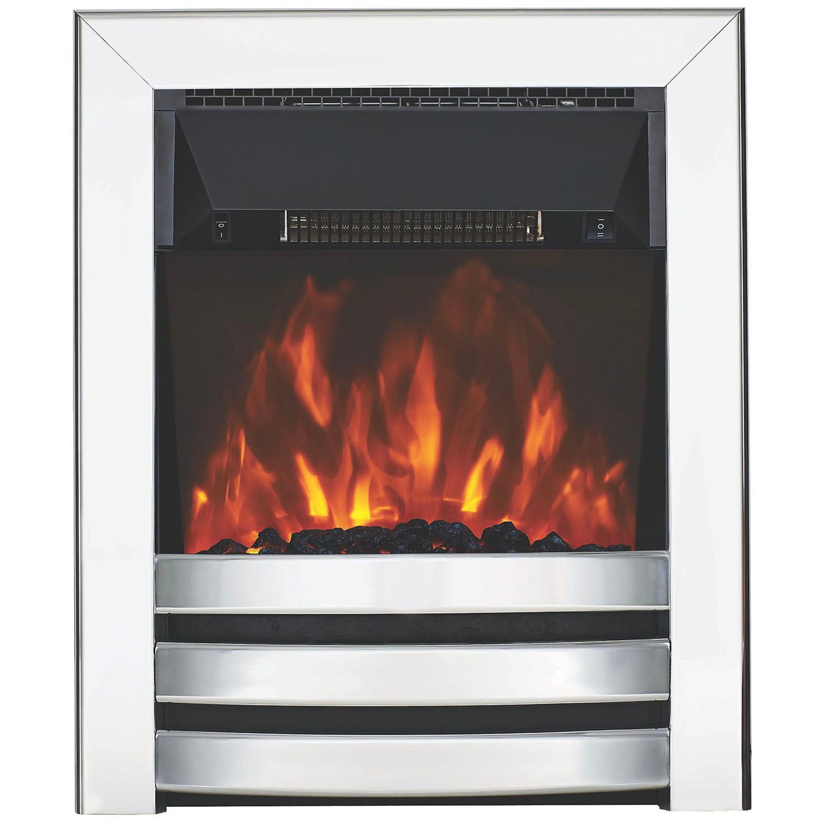 Focal Point Electric Fire 2kW Heater Fireplace Chrome Coal Effect Remote Control - Image 1