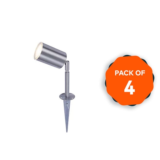 Garden Light LED Spike Main Powered Steel Warm White Spotlight Path Pack Of 4 - Image 1