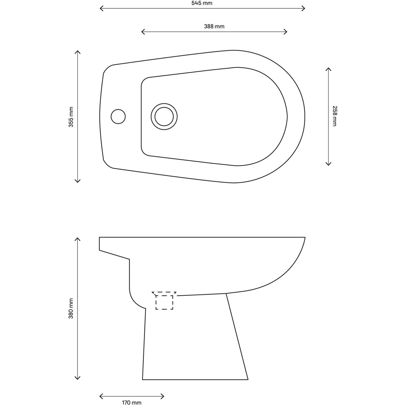 GoodHome Baciu Freestanding MJZ-06 Bidet with fixing kit - Image 3
