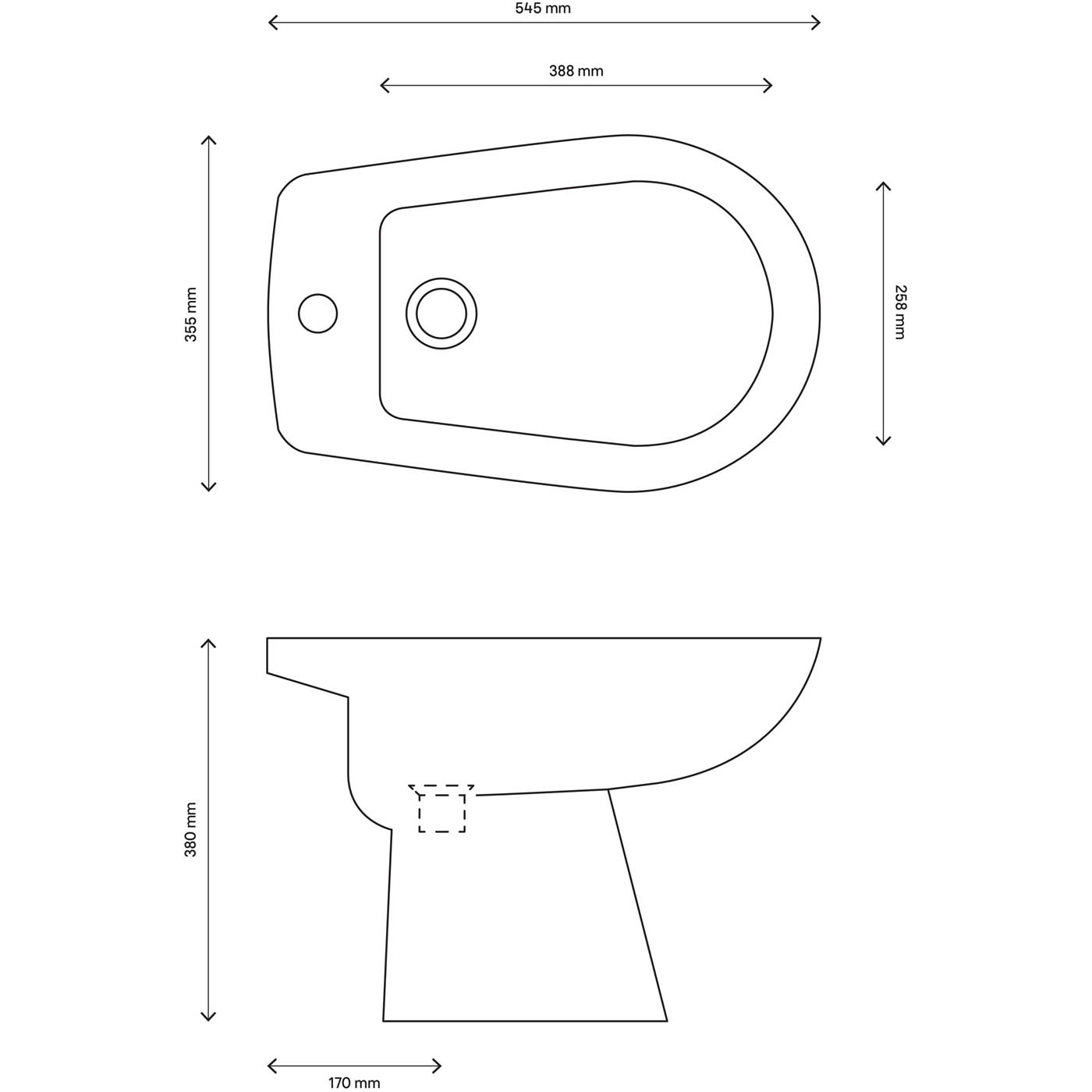 GoodHome Baciu Freestanding MJZ-06 Bidet with fixing kit - Image 3