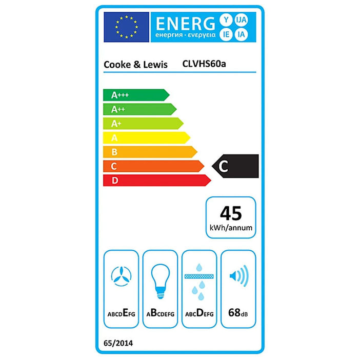 Cooke & Lewis Cooker Hood Extractor Fan Kitchen Stainless Steel Grey LED (W)60cm - Image 7