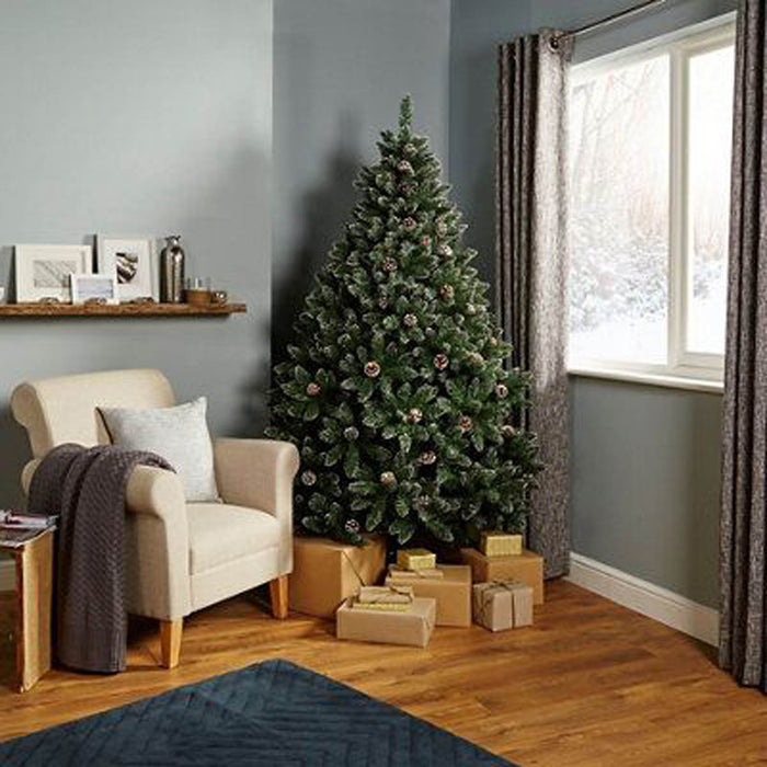 Artificial Christmas Tree 7ft Pine Green Flocked Effect Hinged Indoor 2.1m - Image 3