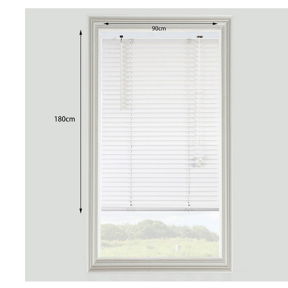 Venetian Window Blind White Basswood Corded Modern Livingroom (W)90 (L)180cm - Image 4