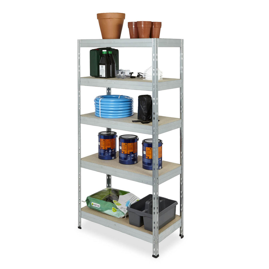 Garage Shelving Unit 5 Tier Racking HDF Steel Grey (H)1800mm (W)900mm (D)450mm - Image 2
