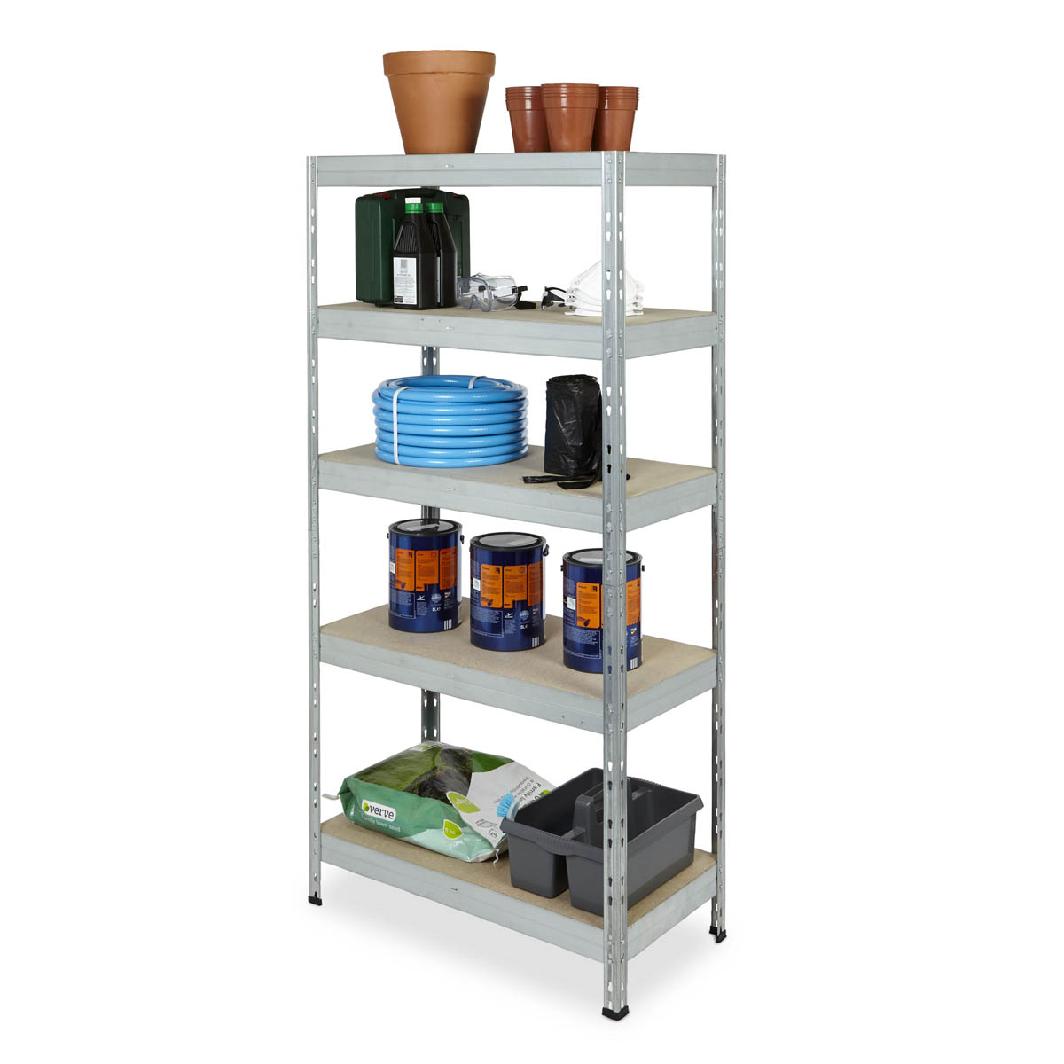 Garage Shelving Unit 5 Tier Racking HDF Steel Grey (H)1800mm (W)900mm (D)450mm - Image 2