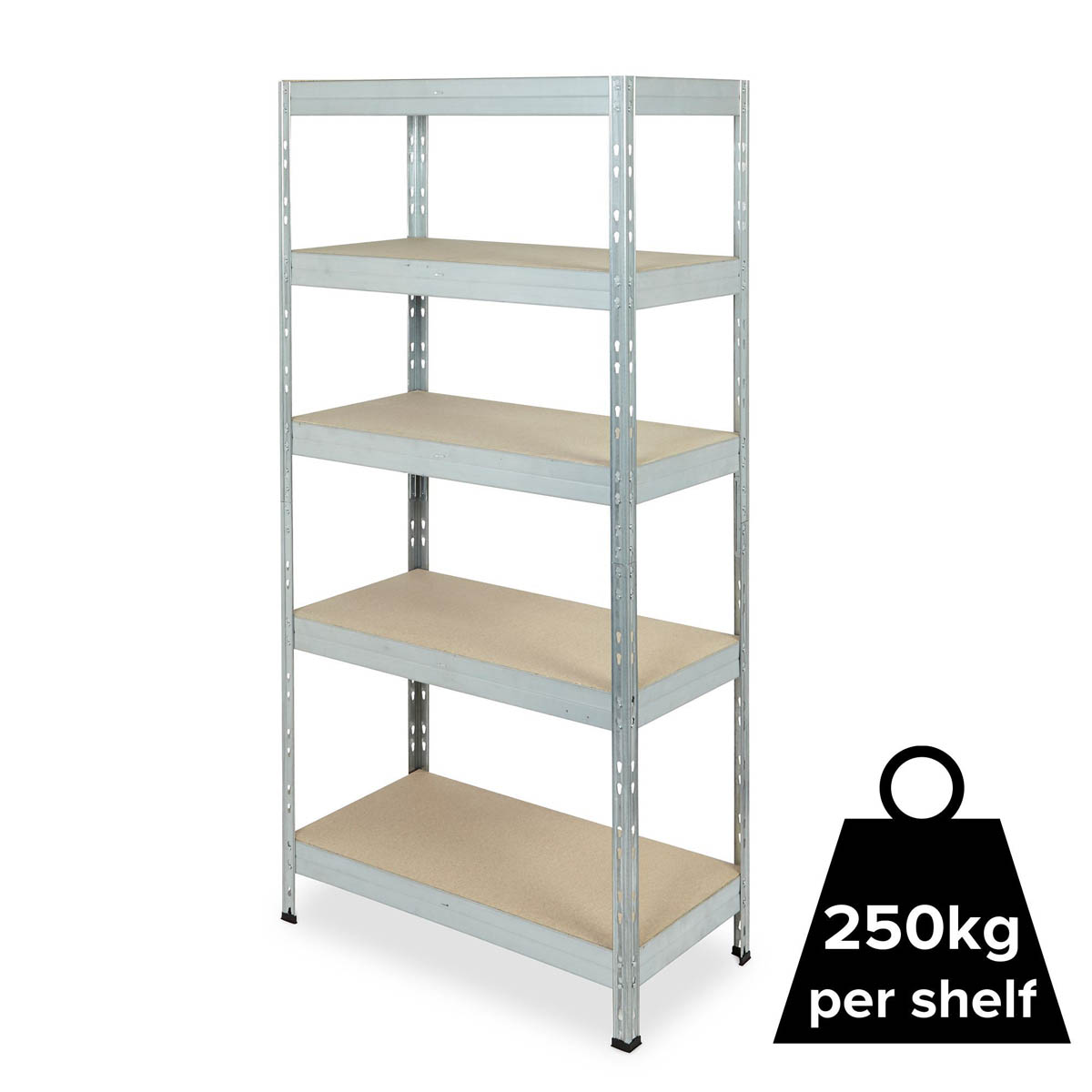 Garage Shelving Unit 5 Tier Racking HDF Steel Grey (H)1800mm (W)900mm (D)450mm - Image 4