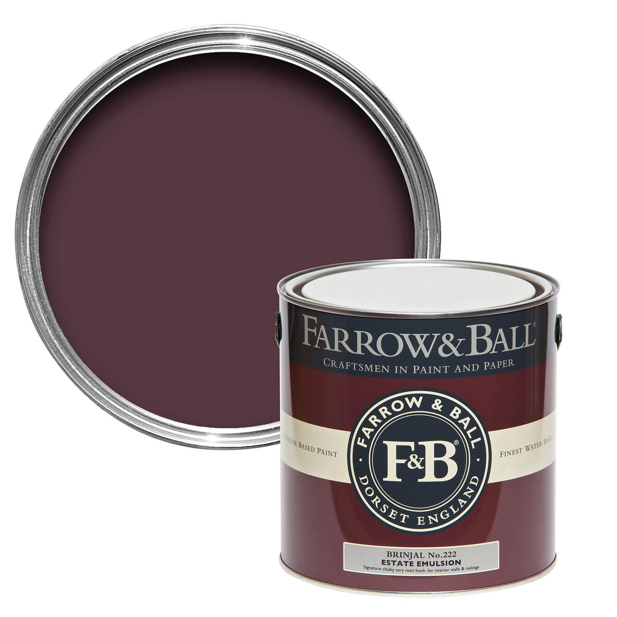 Farrow & Ball Emulsion Paint 2.5L Brinjal Matt Wall Ceiling Quick Dry Wipeable - Image 1