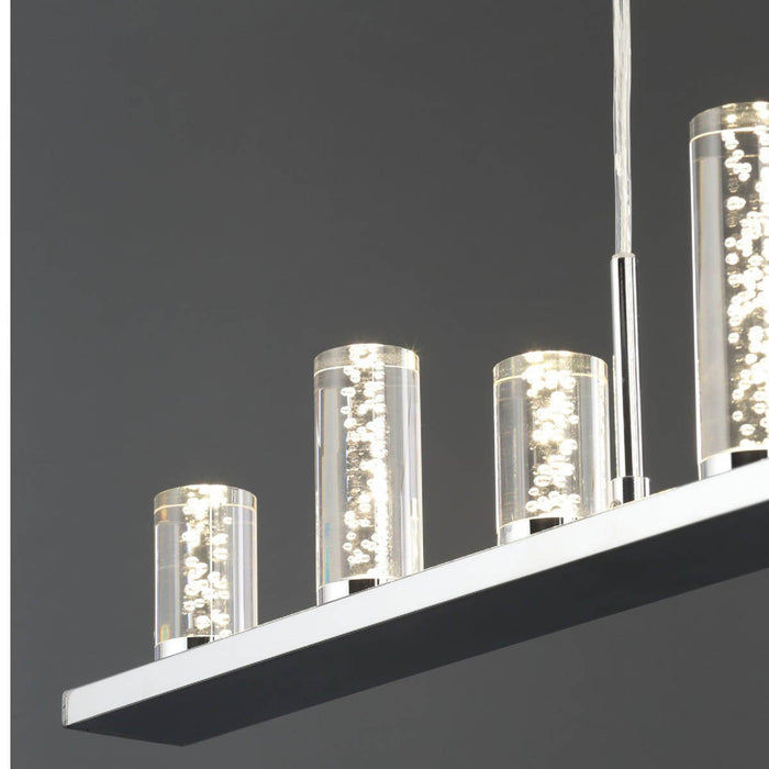 Pendant Ceiling Light Bar 7 Lamp LED Glass Acrylic Metal Chrome Effect Modern - Image 4