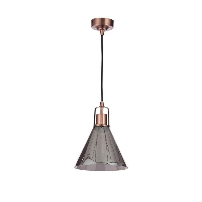 Dafyd Ceiling Light Pendant Copper Smoke Glass Modern Bedroom Lounge E27 42W - Image 1