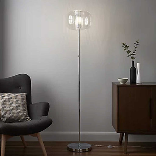 Tall Floor Lamp Light Standing Clear Plastic Shade Bedroom Lounge 1.7m E27 - Image 1