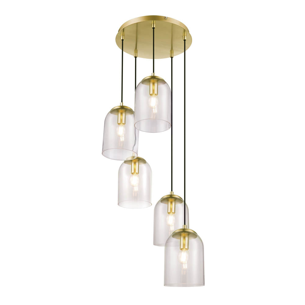 Ceiling Light 5 Lamp Pendant Cascading Chandelier Brass Effect Modern E14 28W - Image 3