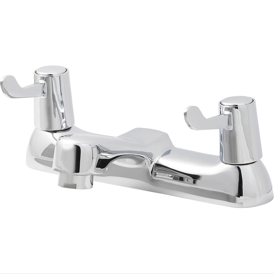 Bath Filler Tap Mixer Chrome Twin Lever Handles Brass Traditional Bathroom - Image 2