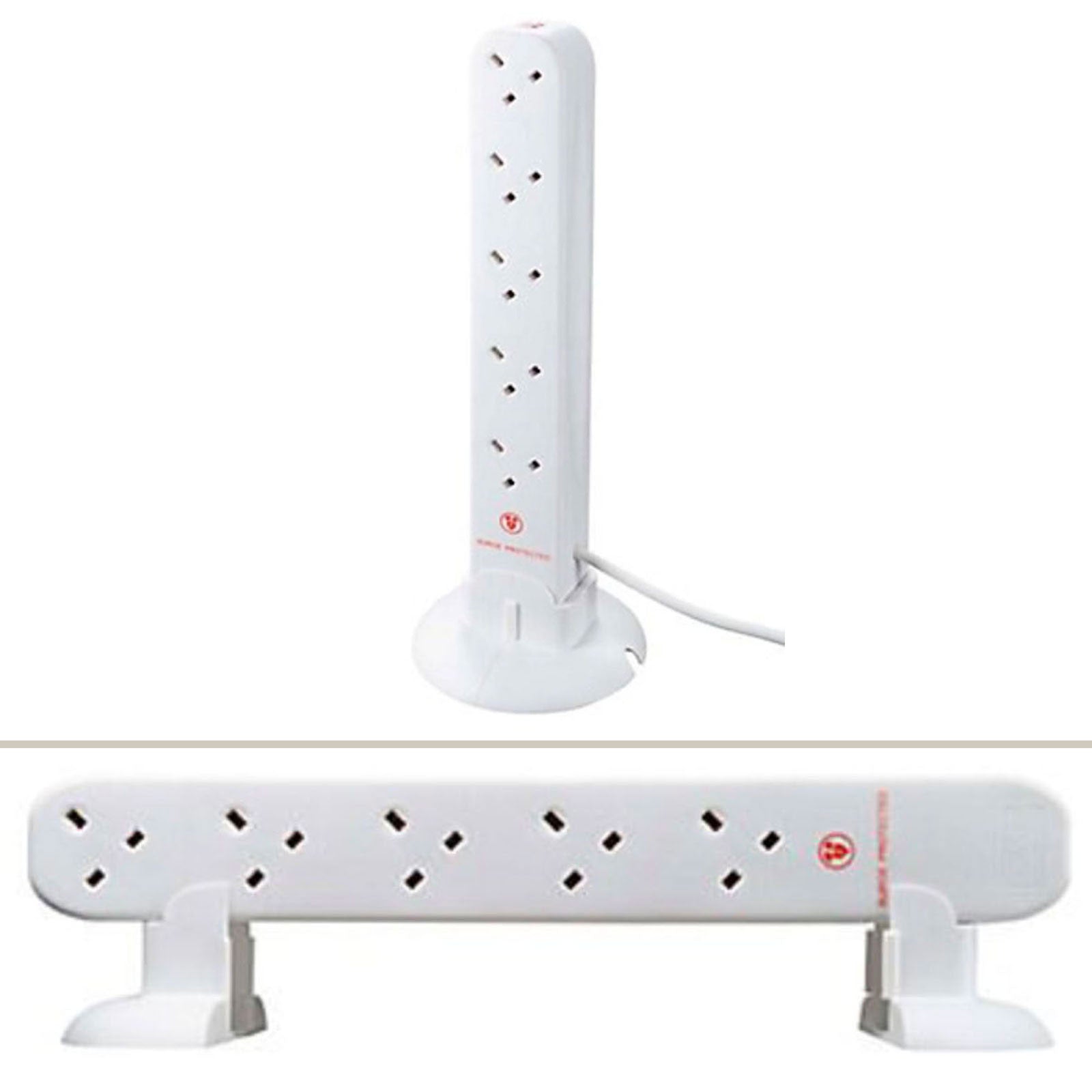 Masterplug Extension Lead 10 Socket Unswitched White 13A 2 USB Outlets Type A 1m - Image 1